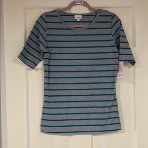 LuLaRoe gray and green striped Gigi shirt M NWT